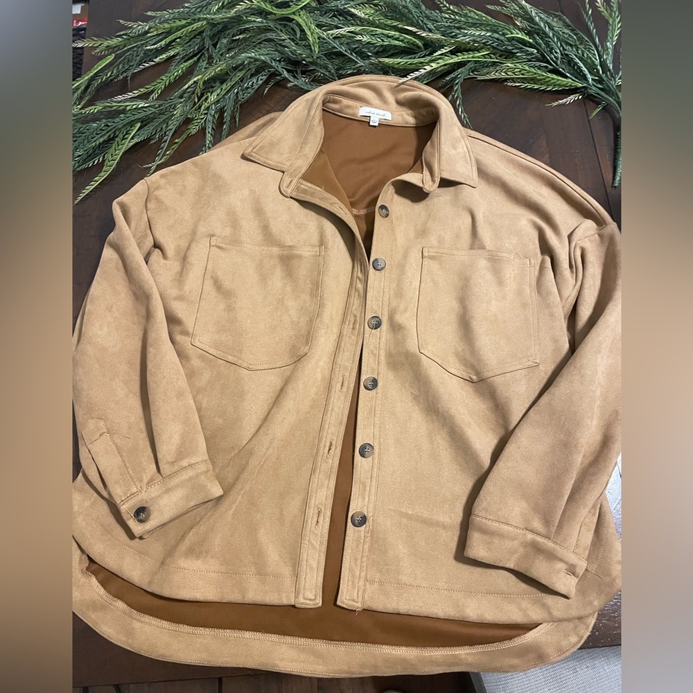 White birch country style Suede fringe button up/ jacket/ Shacket